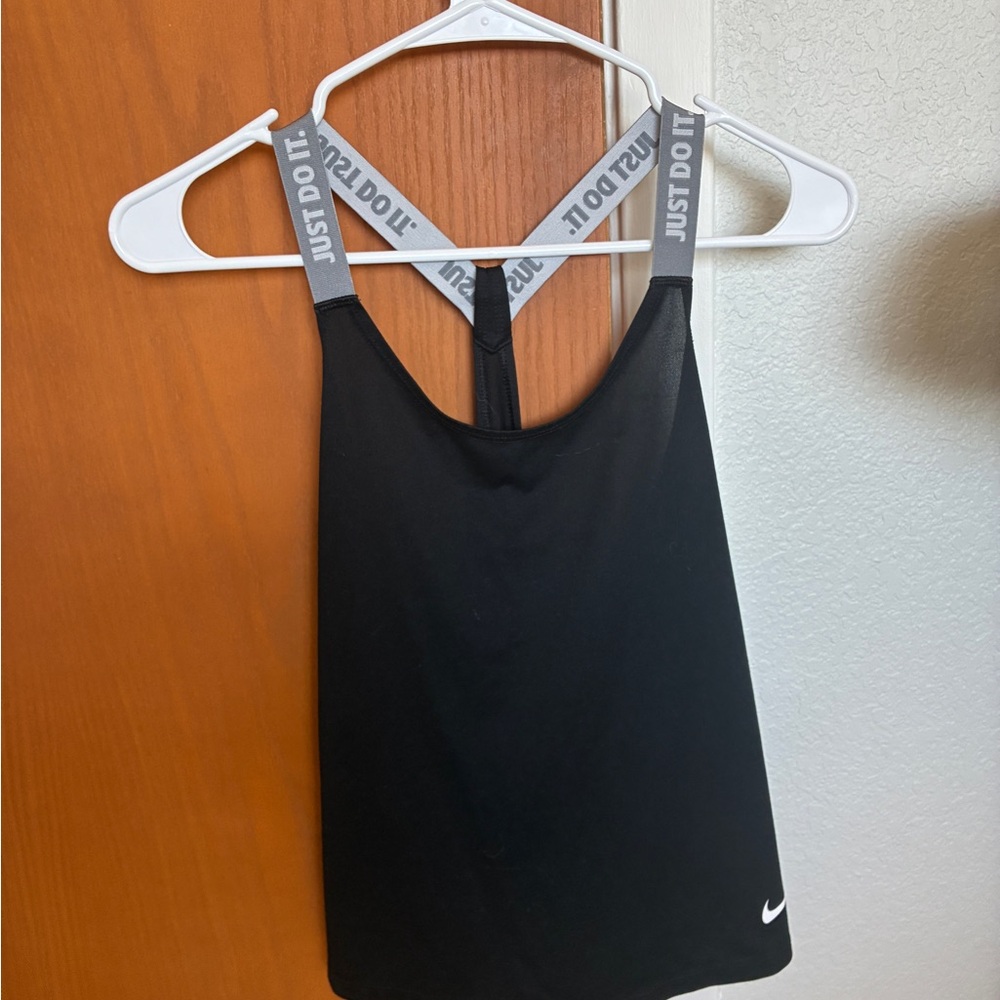 Nike Black Tank Top with Gray 'Just Do It' Straps